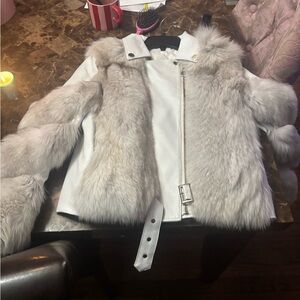 Women's white Fur-Trimmed Jacket